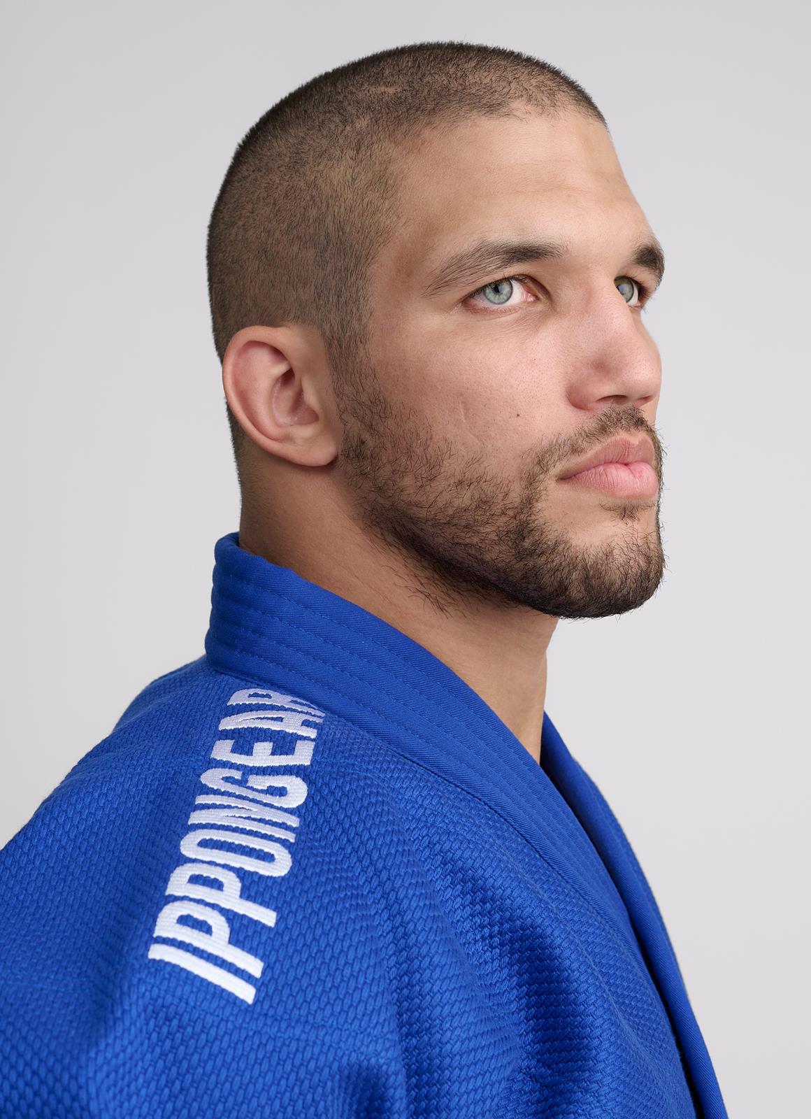 Judojacke Ippon Gear® Fighter 2 weiß/blau/schwarz/slim 140-200