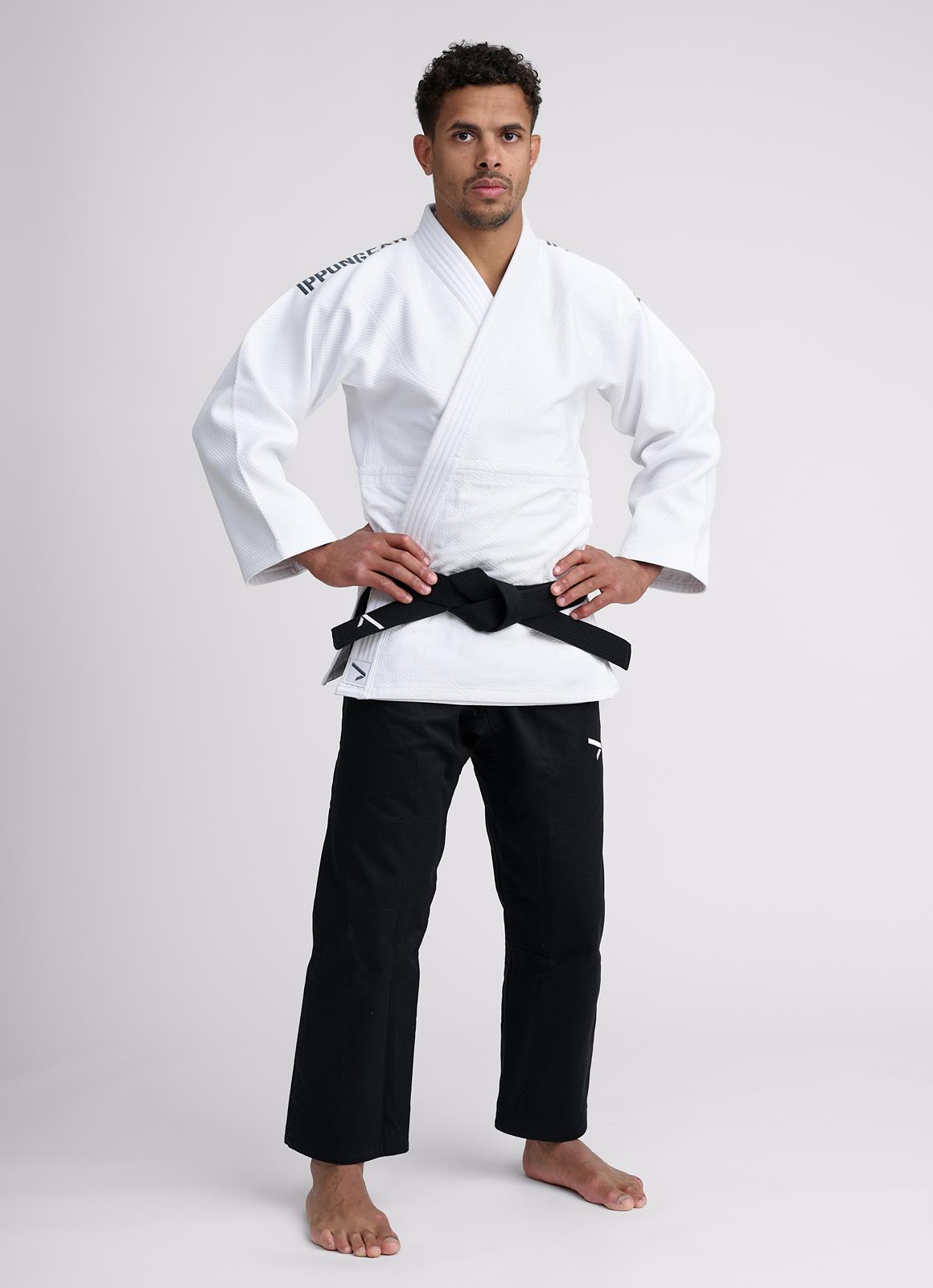 Judohose Ippon Gear® Fighter 2 weiß/blau/schwarz 140-200