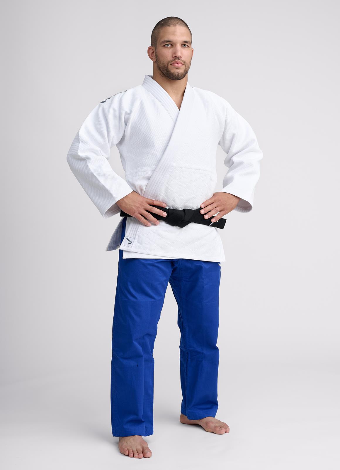 Judohose Ippon Gear® Fighter 2 weiß/blau/schwarz 140-200
