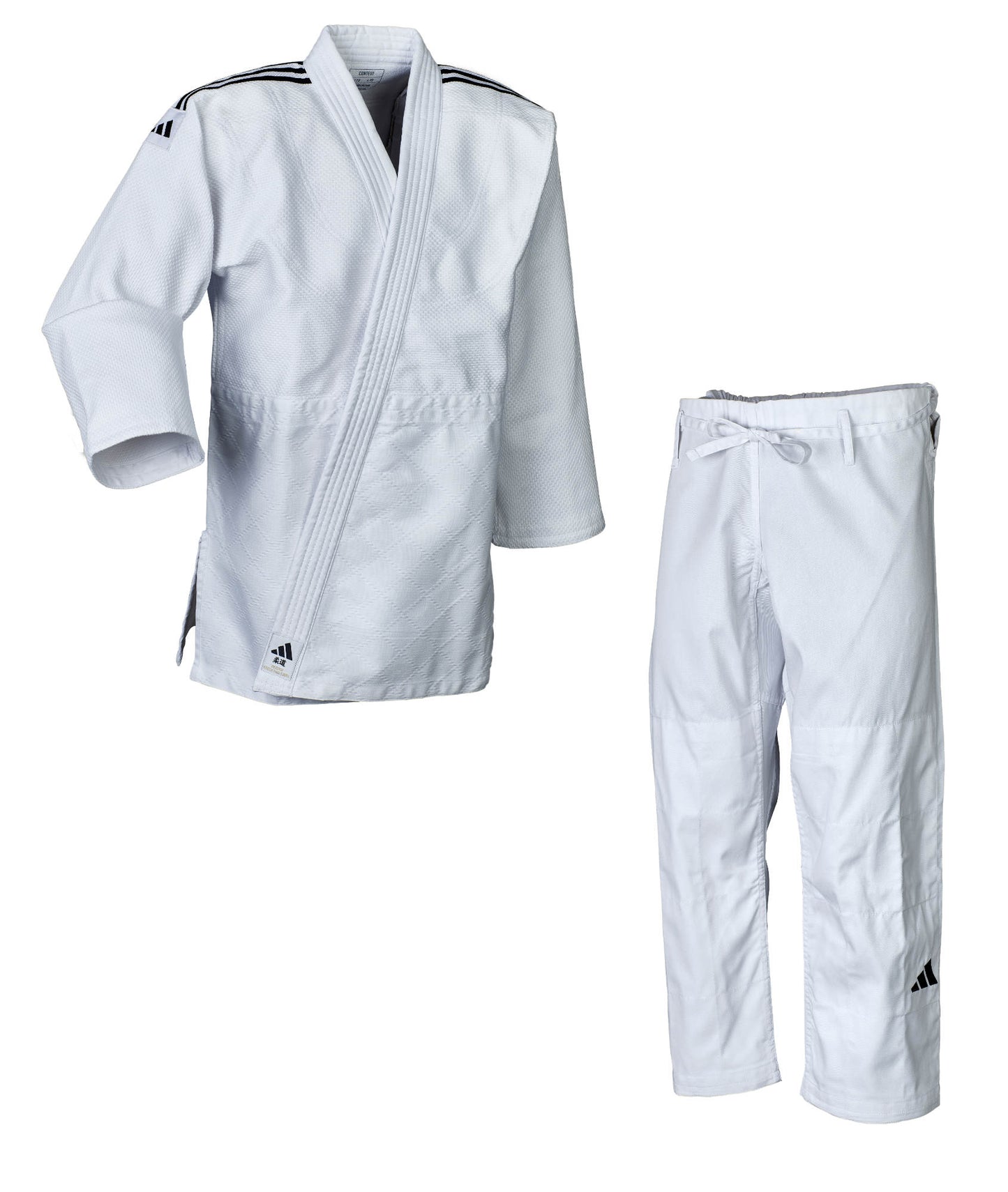 Judoanzug adidas® Contest, Training + Wettkampf, blau/weiß, 650 g/m², 150-200