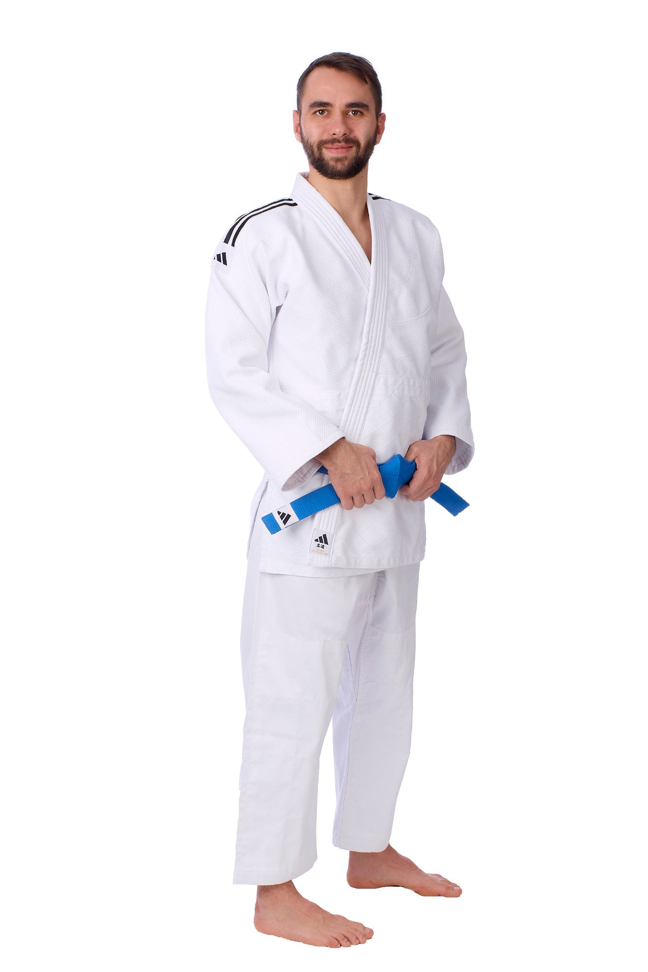 Judoanzug adidas® Contest, Training + Wettkampf, blau/weiß, 650 g/m², 150-200