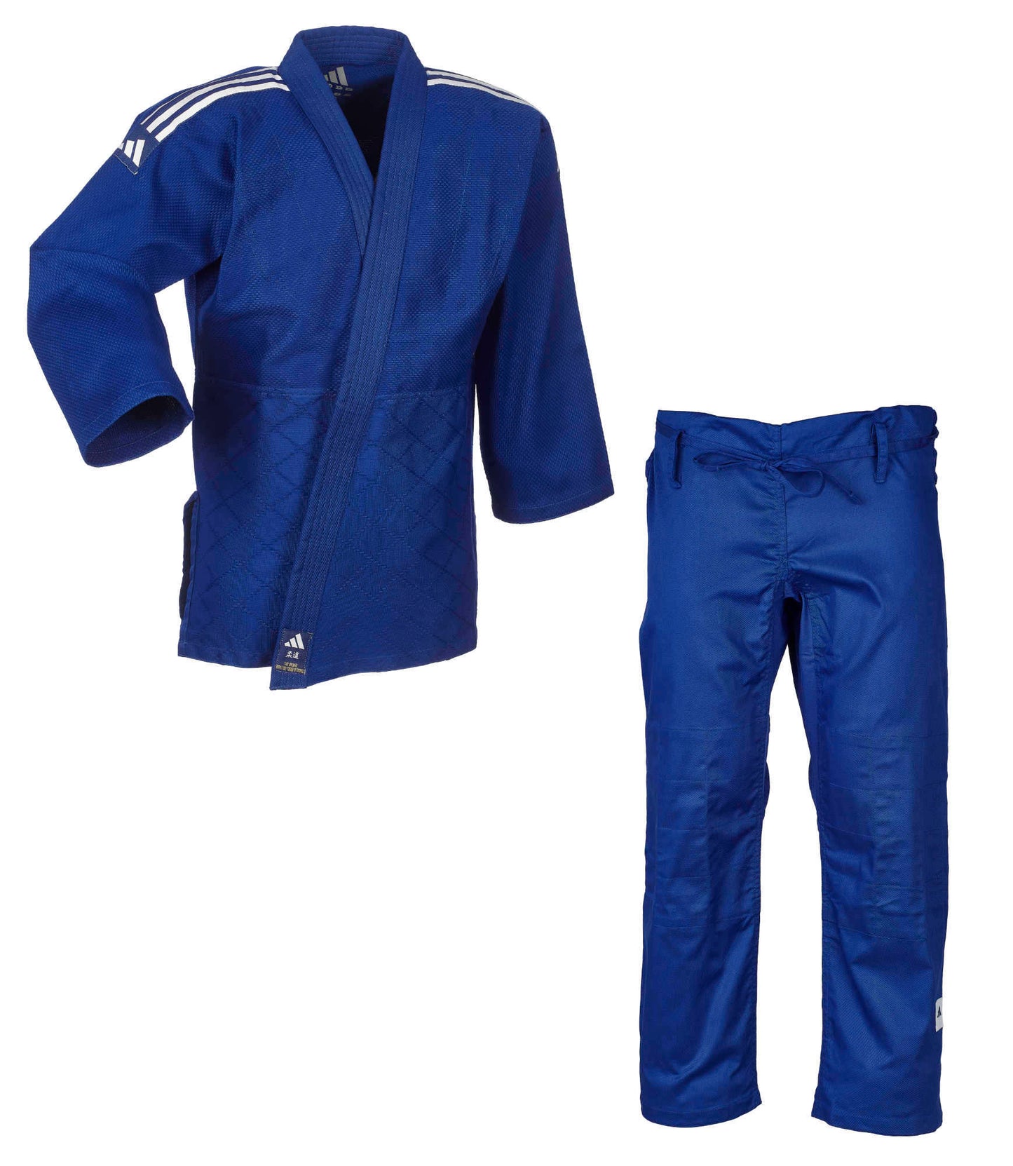 Judoanzug adidas® Club Gi J350, weiß/blau 120-180, weiße Streifen