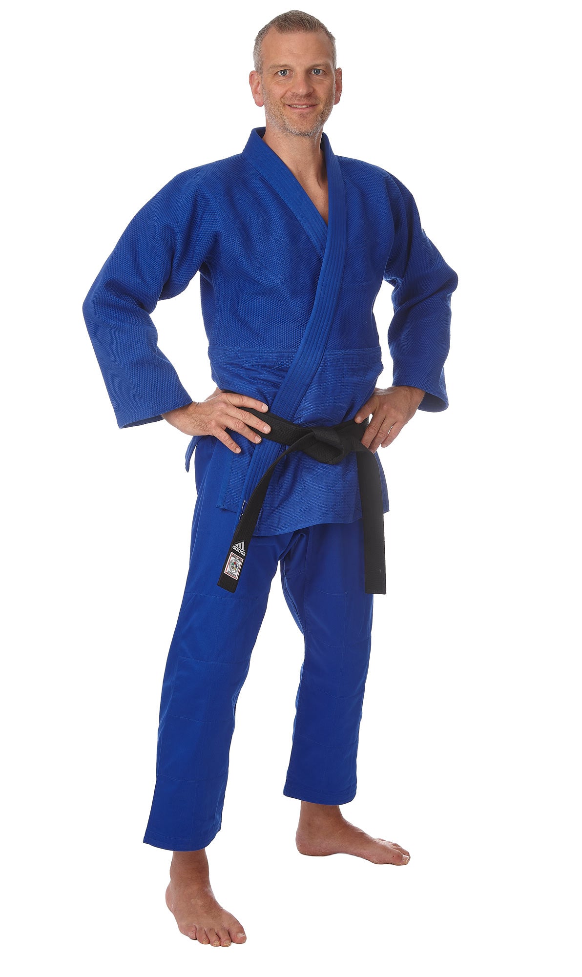 Judoanzug adidas® J990S Millenium weiß / blau, extra fester Stoff 990 gr./m² 160-200