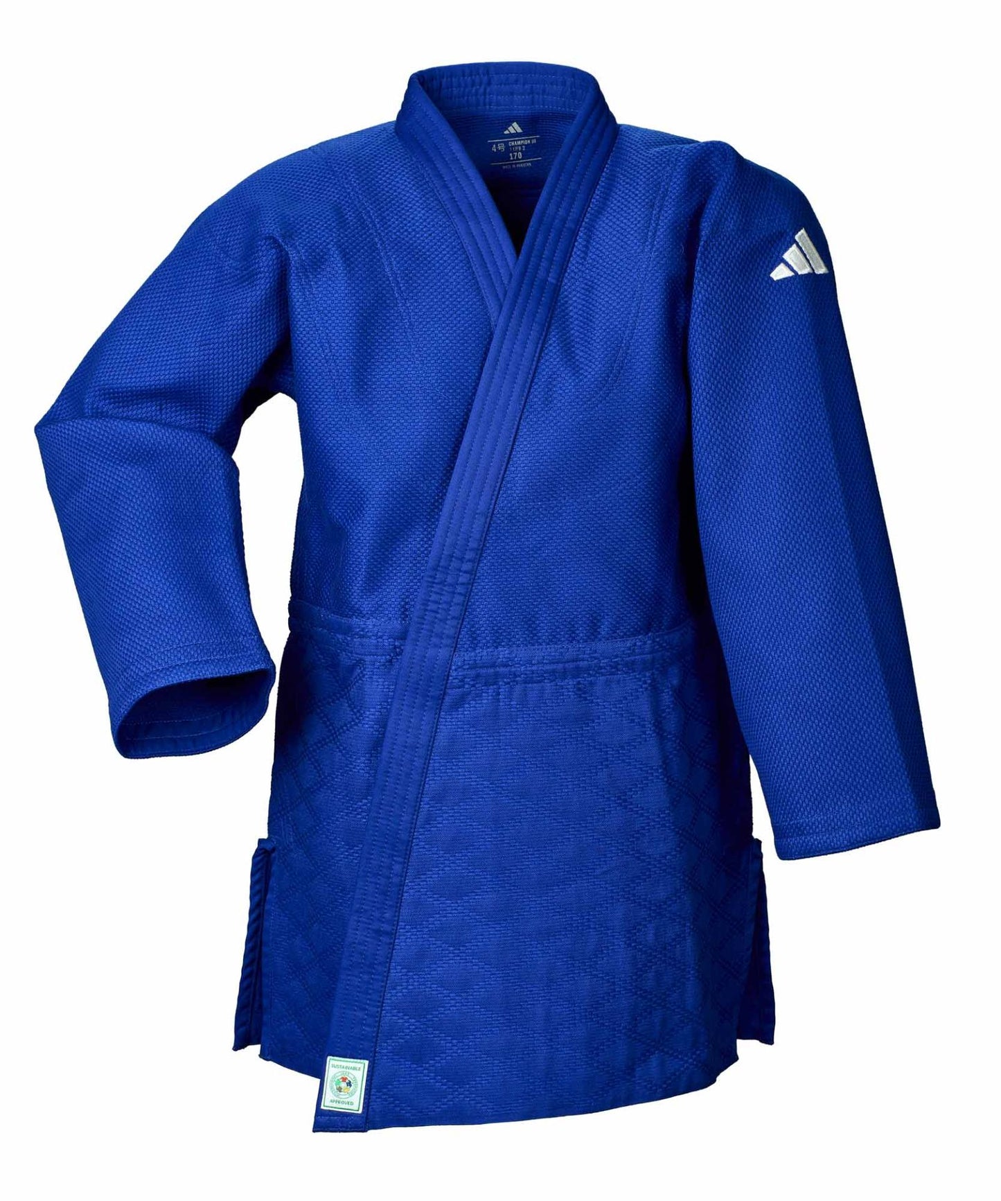 Judojacke adidas® CHAMPION III IJF weiß/blau//slim 160-190