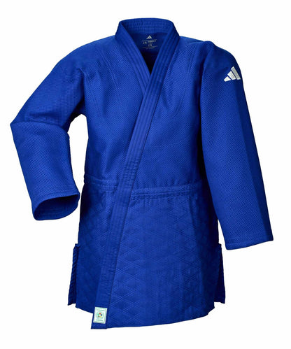 Judojacke adidas® CHAMPION III IJF weiß/blau//slim 160-190