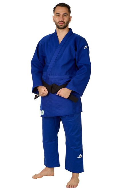 IJF Judoanzug  adidas® Champion III  Wettkampfanzug, weiß/blau 160-190 reg/slim