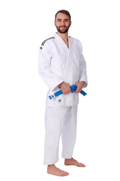 Judoanzug adidas® Contest, Training + Wettkampf, blau/weiß, 650 g/m², 150-200