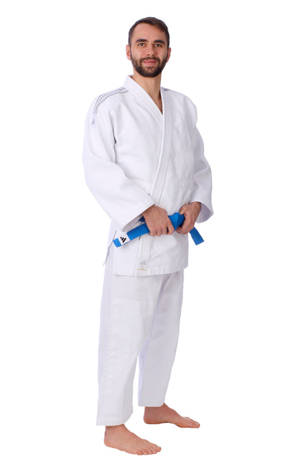 Judoanzug adidas® Contest, Training + Wettkampf, blau/weiß, 650 g/m², 150-200