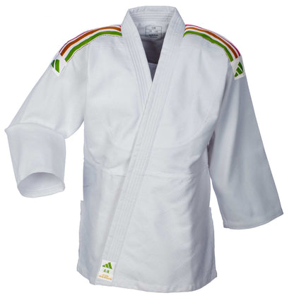 Judoanzug adidas® Club Gi J350, weiß/blau 120-180, verschied. Schulterstreifen