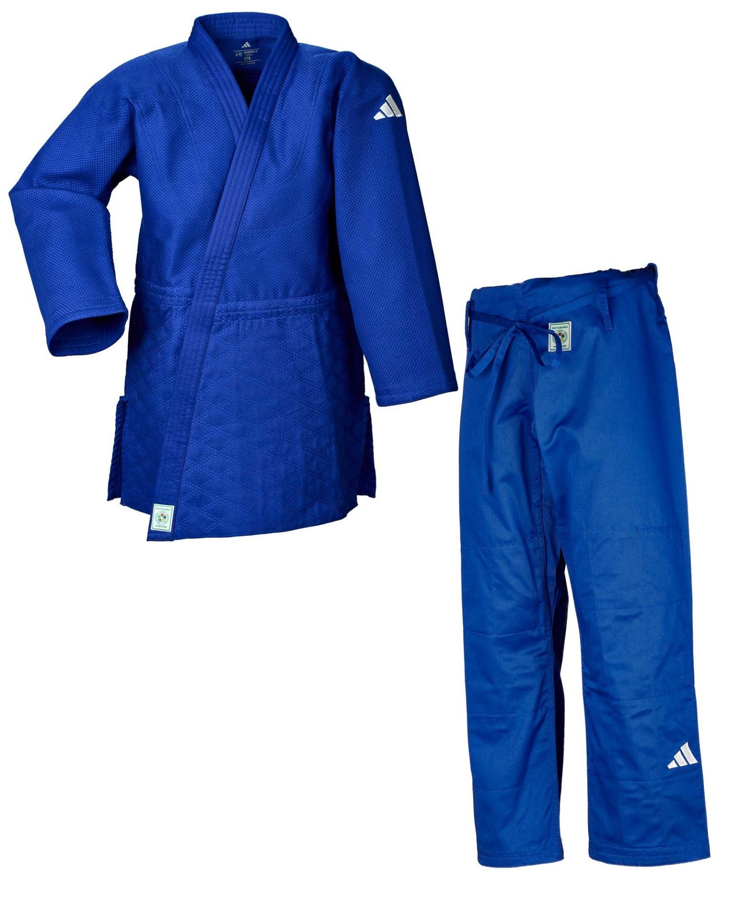 IJF Judoanzug  adidas® Champion III  Wettkampfanzug, weiß/blau 160-190 reg/slim