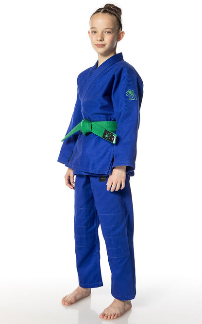 Judoanzug Dax®  Kids, 450 g/m², top Einsteigeranzug, hohe Qualität, 120-180, weiß/blau